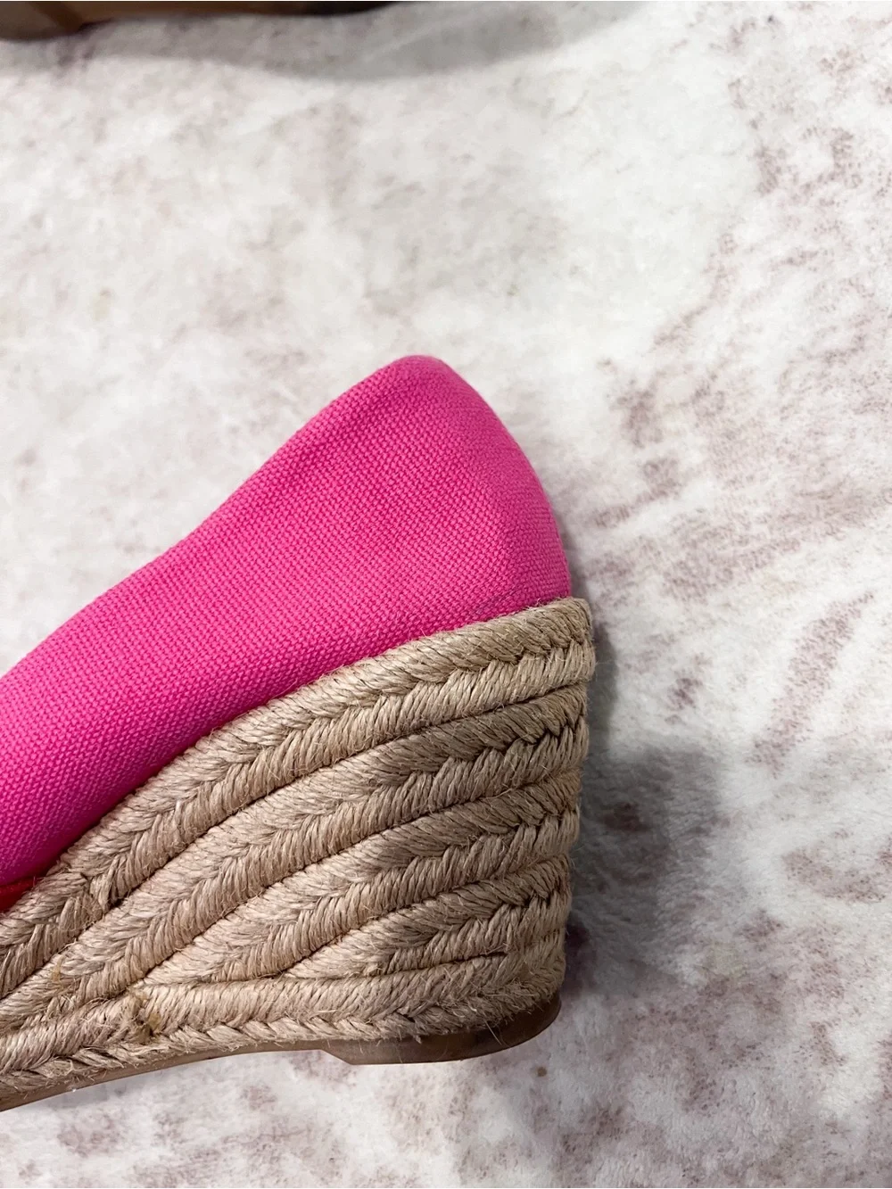 Tory Burch Filipa Pink & Hot Pink Espadrille Wedge Peep-Toe
